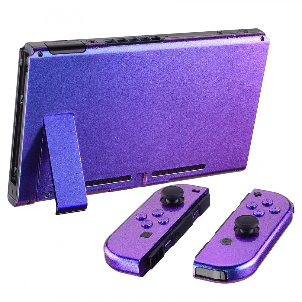 eXtremeRate Replacement Full Set Shells with Buttons for Nintendo Switch - Chameleon Purple Blue - Image 4