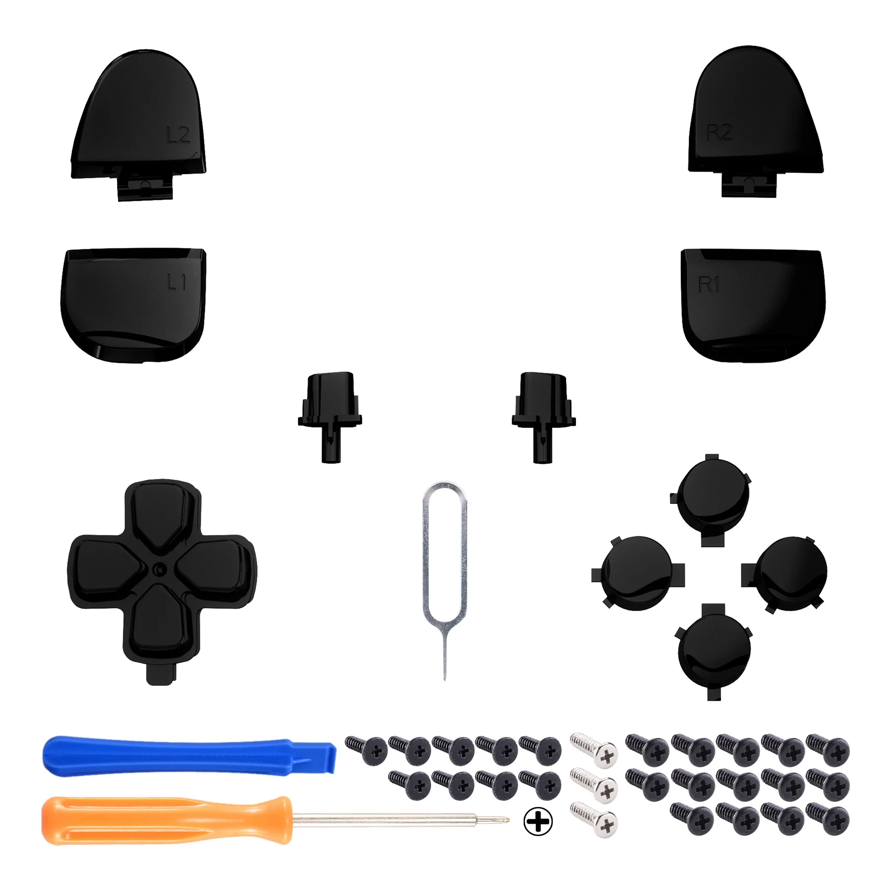 eXtremeRate Replacement Full Set Buttons Compatible with PS5 Controller BDM-030/040/050/060 - Chrome Black - Image 2