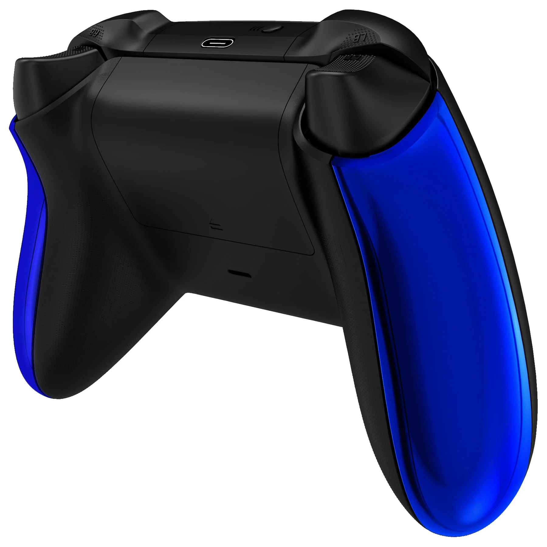 eXtremeRate Replacement Non-Slip Side Rails Grip Back Panels for Xbox Series X & S Controller - Chrome Blue
