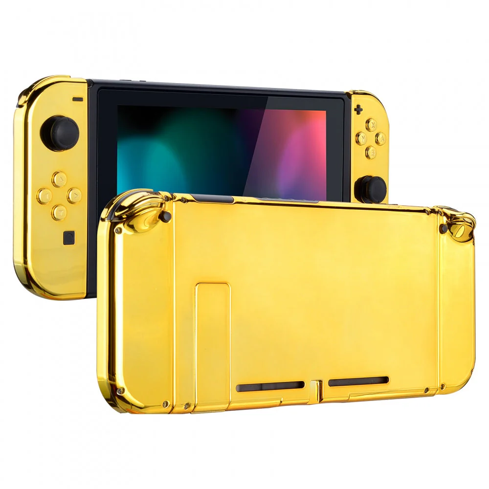 eXtremeRate Replacement Full Set Shells with Buttons for Nintendo Switch - Chrome Gold