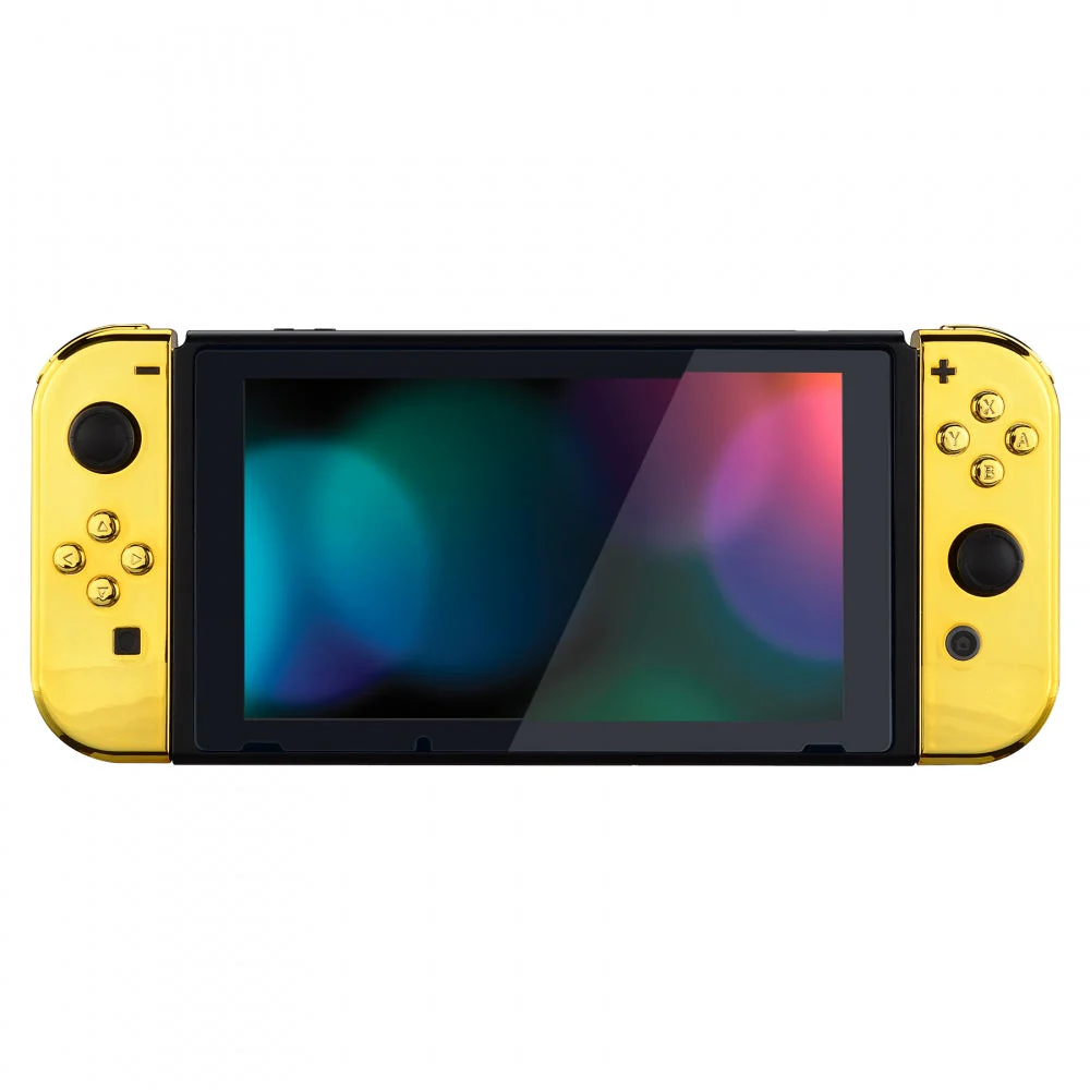 eXtremeRate Replacement Full Set Shells with Buttons for Nintendo Switch - Chrome Gold - Image 6