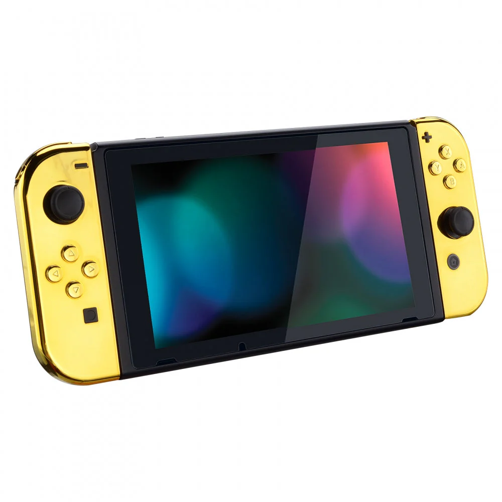 eXtremeRate Replacement Full Set Shells with Buttons for Nintendo Switch - Chrome Gold - Image 7