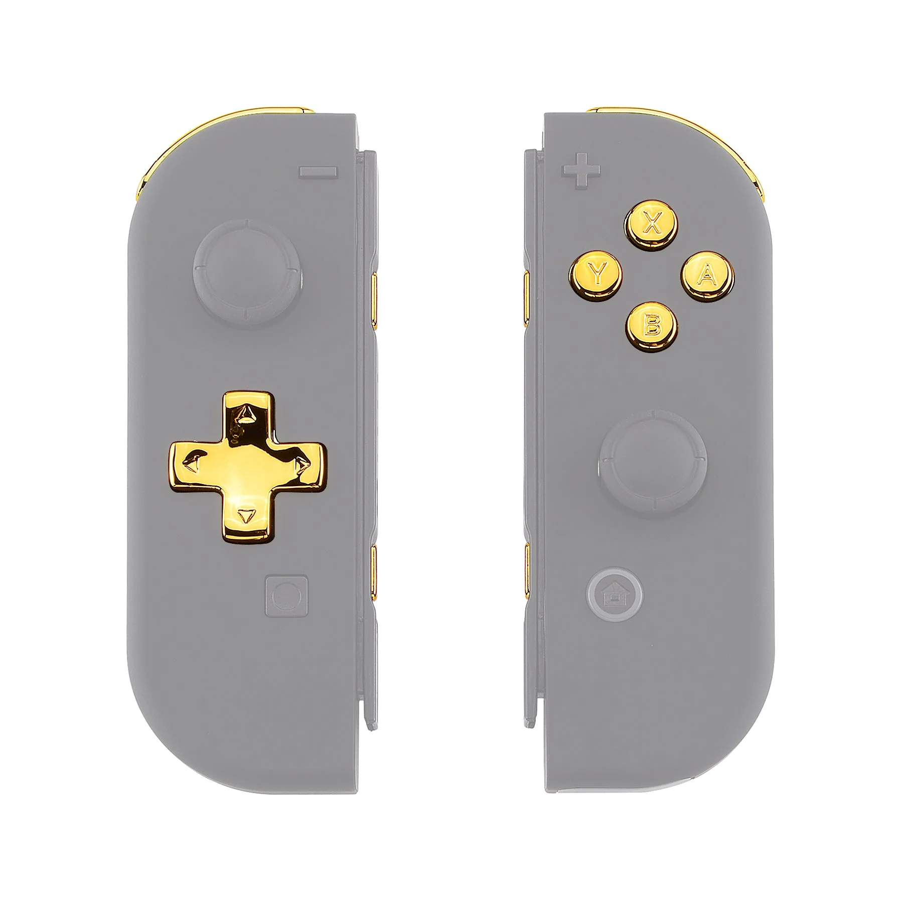 eXtremeRate Dpad Version Replacement Full Set Buttons for Joycon of Switch (D-pad ONLY Fits for eXtremeRate D-pad Shell for Joycon) - Chrome Gold