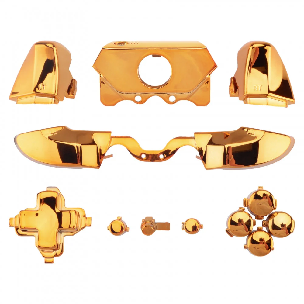 eXtremeRate Replacement Full Set Buttons for Xbox One Standard & Xbox One Elite V1 Controller - Chrome Gold