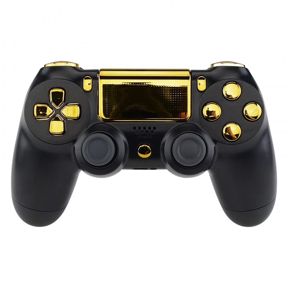eXtremeRate Replacement Full Set Buttons Compatible with PS4 Slim Pro CUH-ZCT2 Controller - Chrome Gold - Image 4