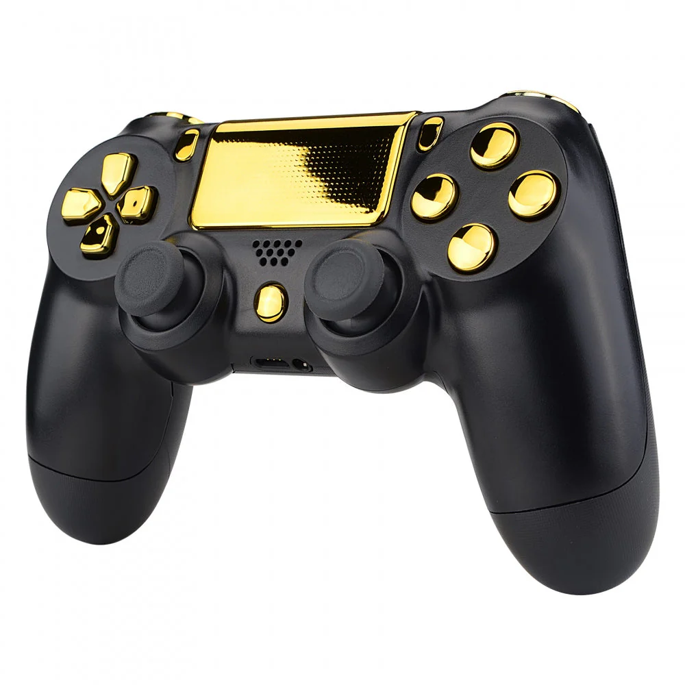 eXtremeRate Replacement Full Set Buttons Compatible with PS4 Slim Pro CUH-ZCT2 Controller - Chrome Gold - Image 5