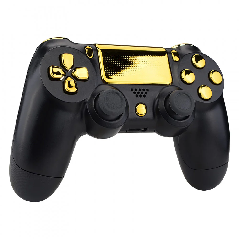 eXtremeRate Replacement Full Set Buttons Compatible with PS4 Slim Pro CUH-ZCT2 Controller - Chrome Gold - Image 6