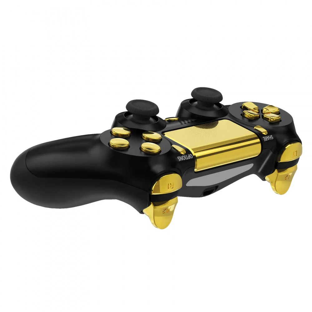 eXtremeRate Replacement Full Set Buttons Compatible with PS4 Slim Pro CUH-ZCT2 Controller - Chrome Gold - Image 7