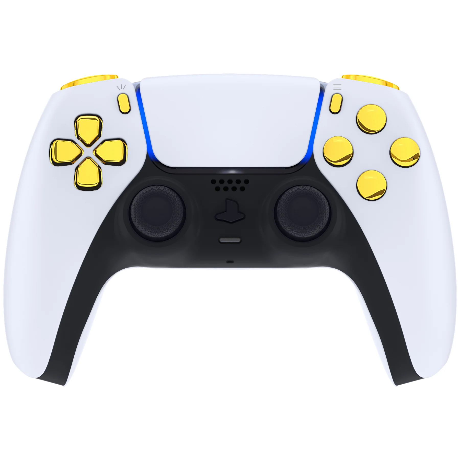 eXtremeRate Replacement Full Set Buttons Compatible with PS5 Controller BDM-030/040/050/060 - Chrome Gold - Image 4