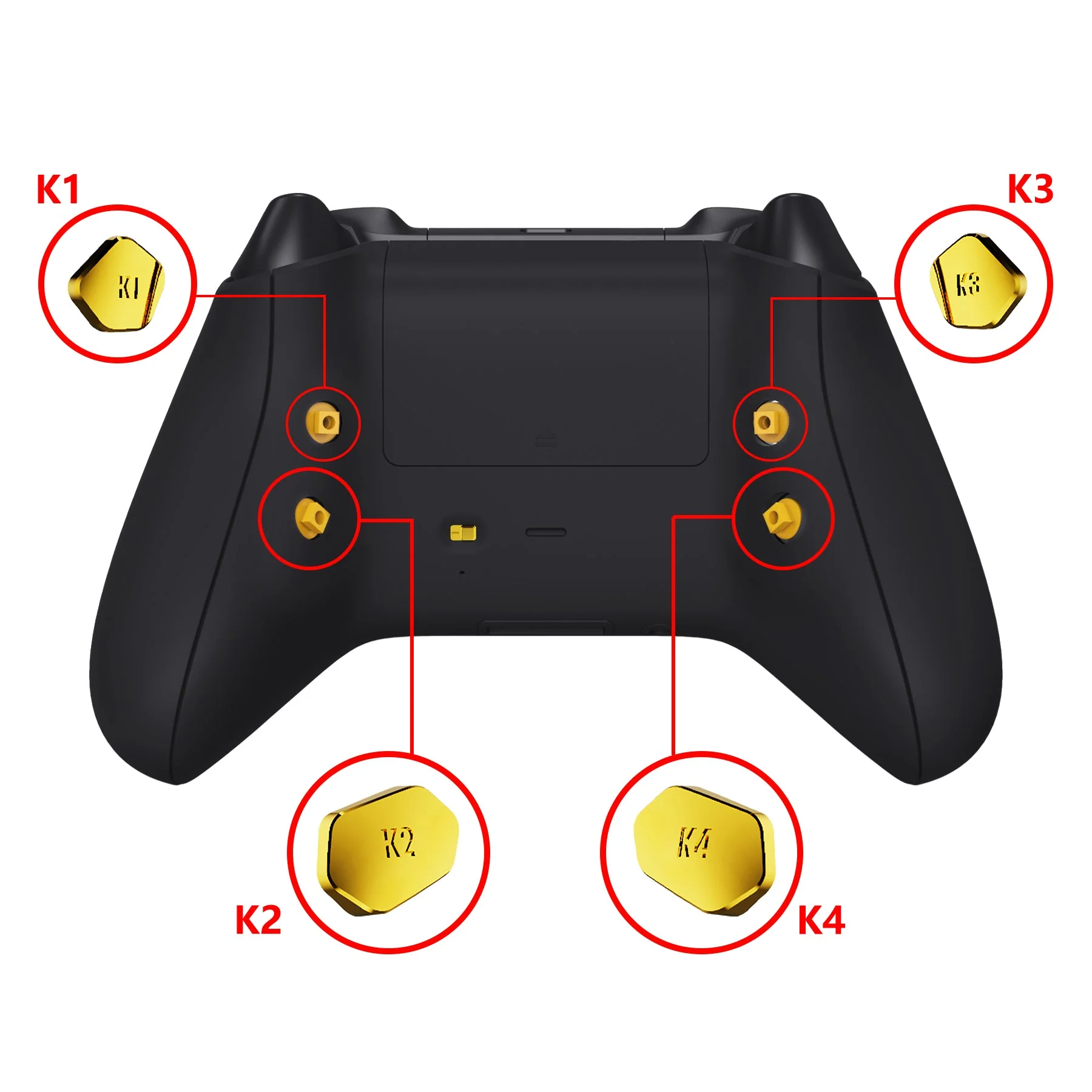 eXtremeRate Redesigned K1 K2 K3 K4 Back Buttons Paddles & Toggle Switch for eXtremerate Hope Remap Kit, Compatible with Xbox Series X/S Controller - Chrome Gold - Image 2