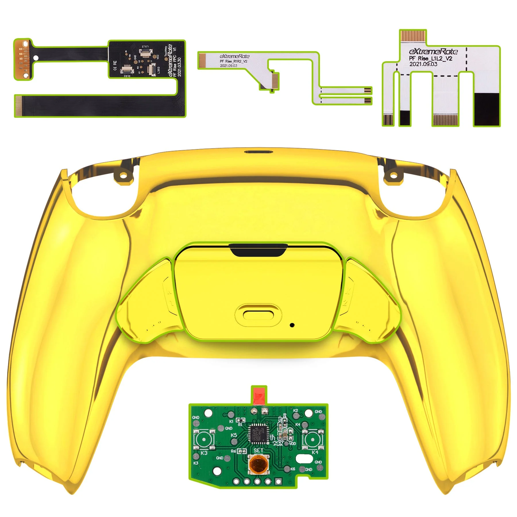 eXtremeRate Remappable Rise 2.0 Remap Kit for PS5 Controller BDM-010 & BDM-020 - Chrome Gold