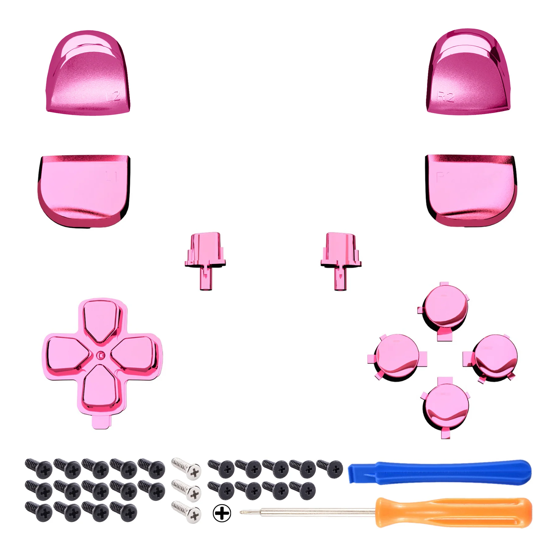 eXtremeRate Replacement Full Set Buttons Compatible with PS5 Controller BDM-010/020 - Chrome Pink - Image 8