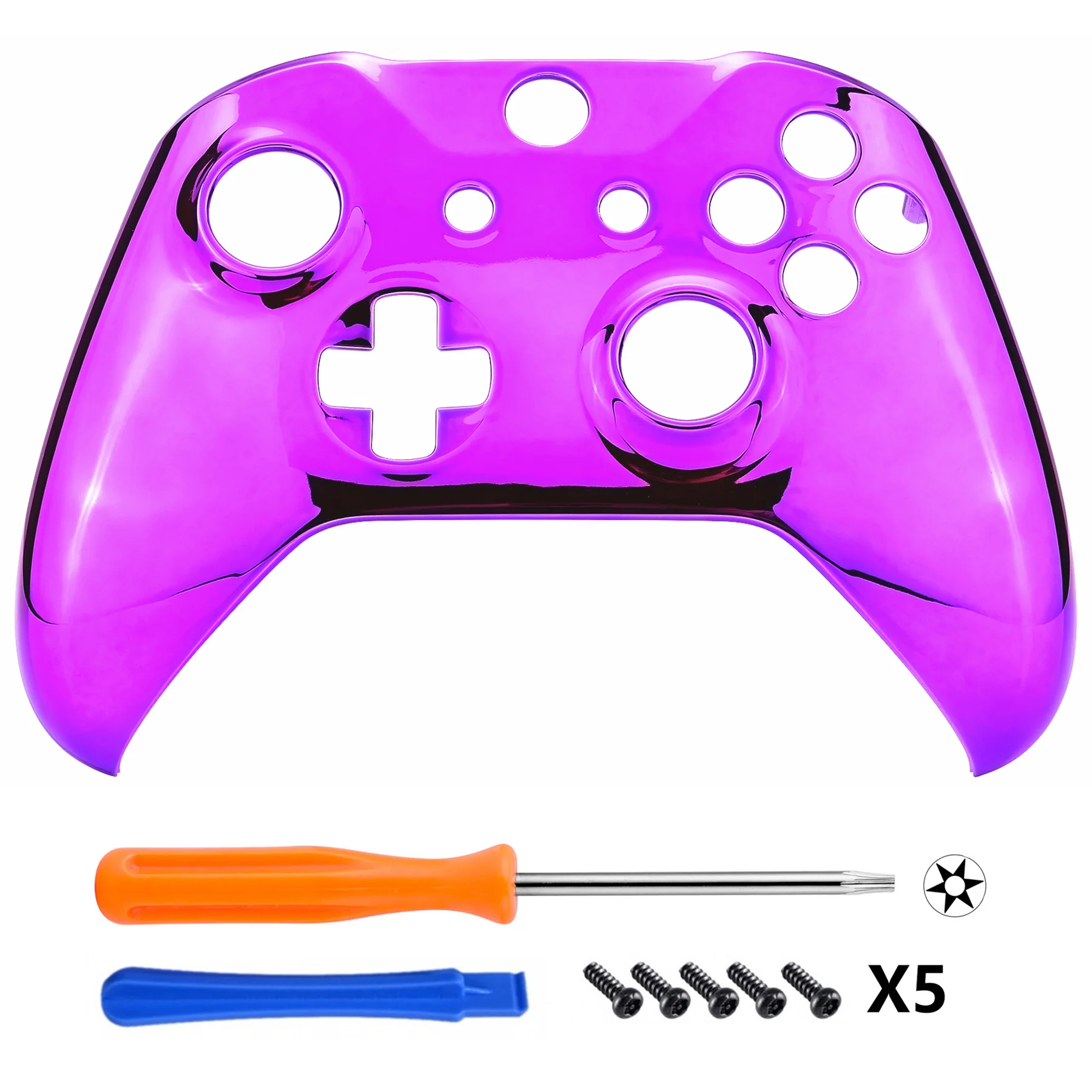 eXtremeRate Replacement Front Housing Shell for Xbox One X & S Controller (Model 1708) - Chrome Purple