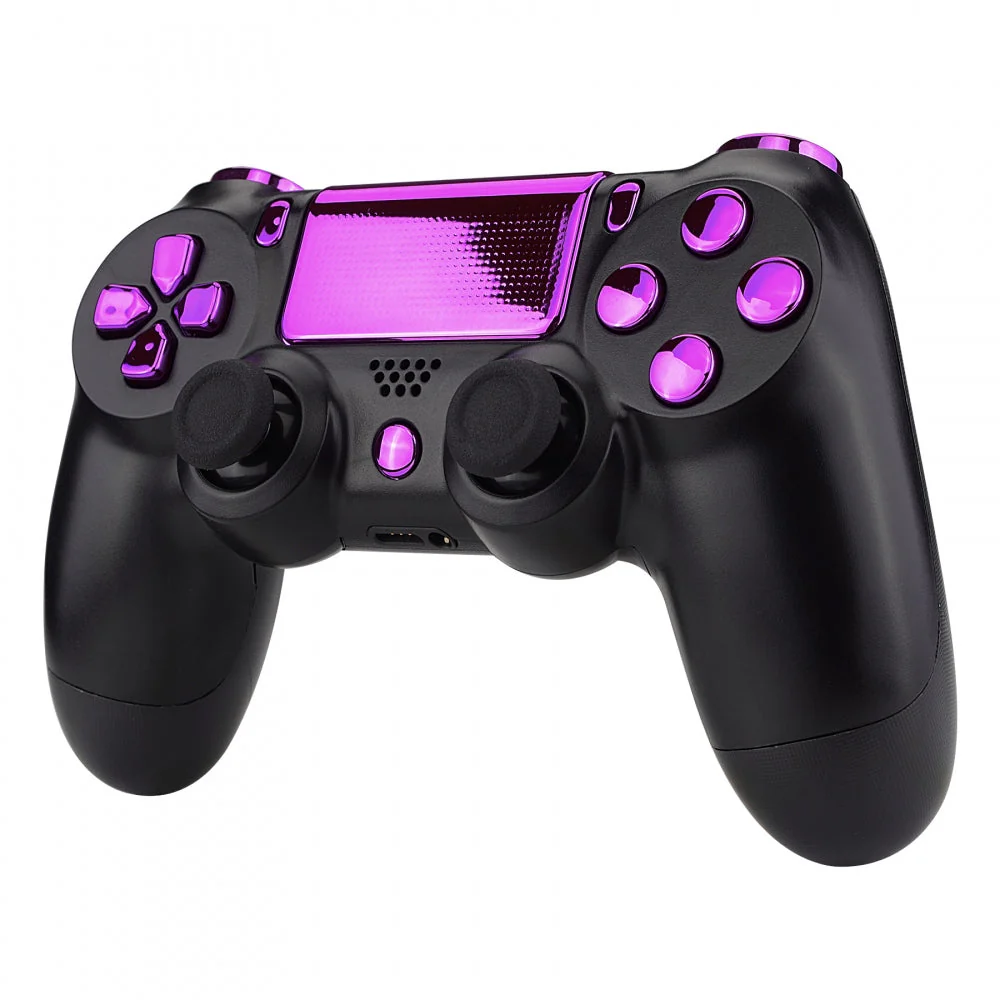 eXtremeRate Replacement Full Set Buttons Compatible with PS4 Slim Pro CUH-ZCT2 Controller - Chrome Purple - Image 5
