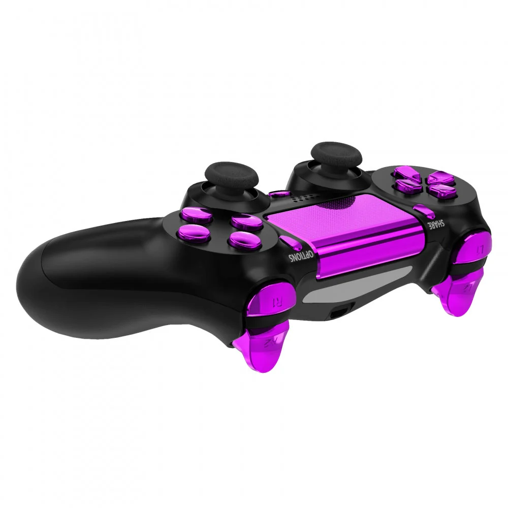 eXtremeRate Replacement Full Set Buttons Compatible with PS4 Slim Pro CUH-ZCT2 Controller - Chrome Purple - Image 7