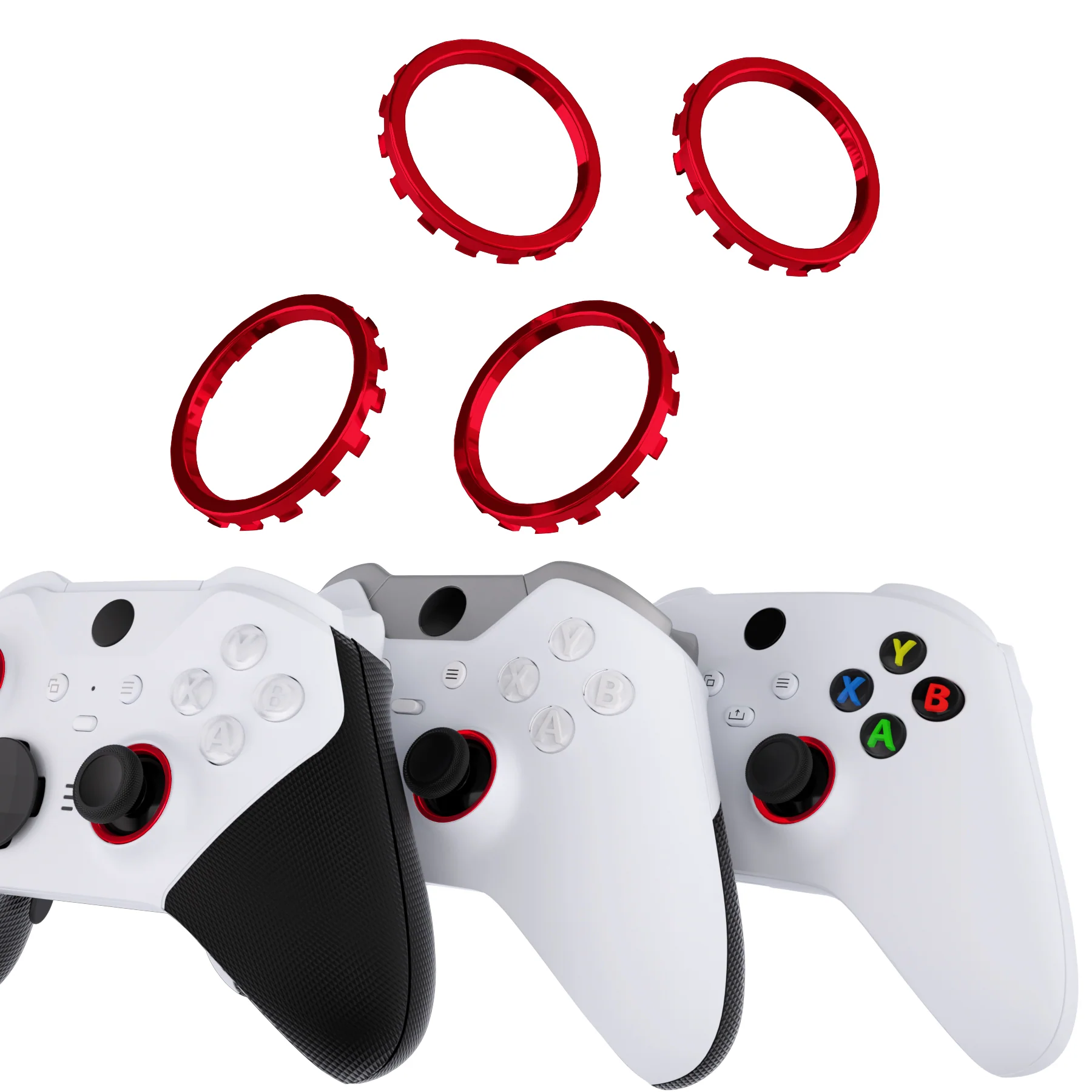 eXtremeRate Custom Accent Rings for Xbox Elite Series 2 Core & for Elite Series 2 & for Xbox One Elite Controller, Compatible with eXtremeRate ASR Version Shell for Xbox Series X/S Controller - Chrome Red