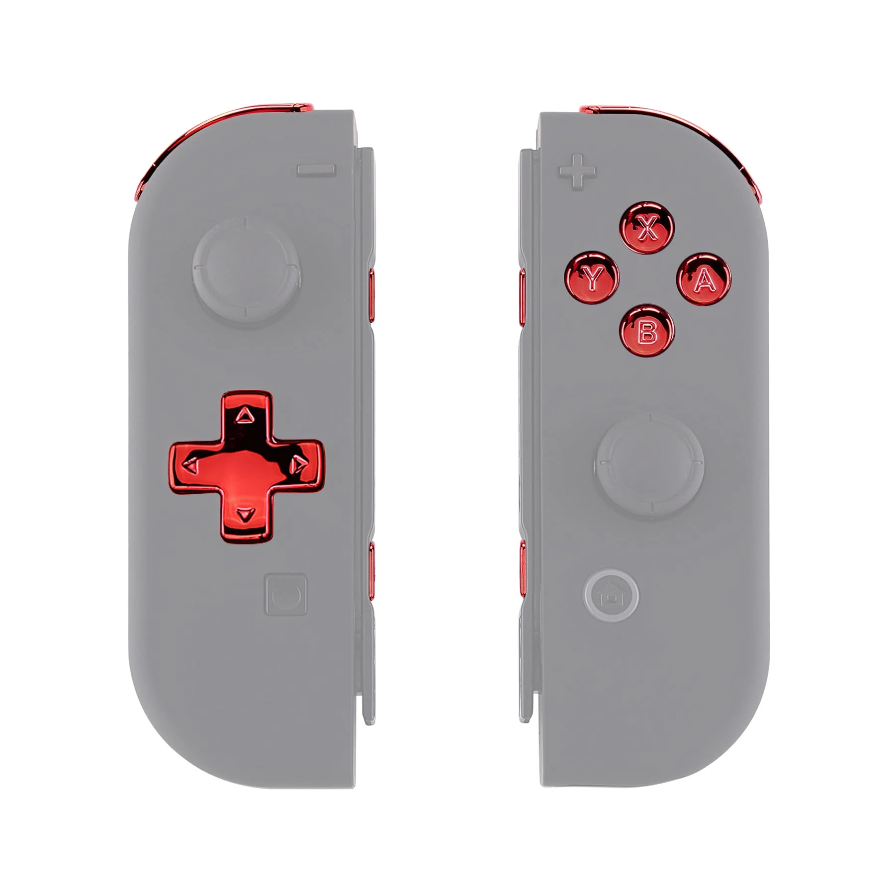 eXtremeRate Dpad Version Replacement Full Set Buttons for Joycon of Switch (D-pad ONLY Fits for eXtremeRate D-pad Shell for Joycon) - Chrome Red