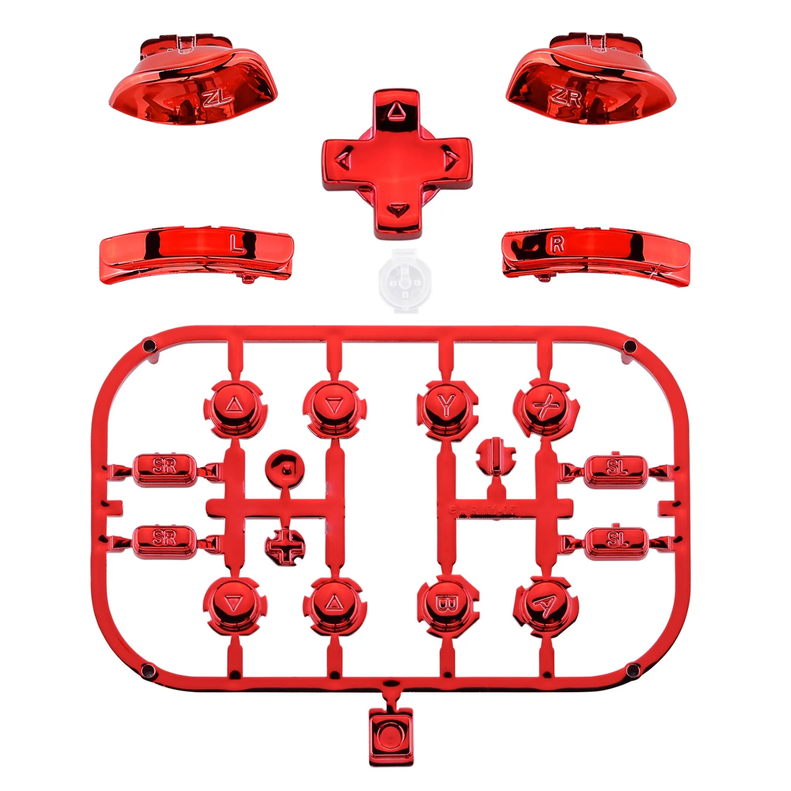 eXtremeRate Dpad Version Replacement Full Set Buttons for Joycon of Switch (D-pad ONLY Fits for eXtremeRate D-pad Shell for Joycon) - Chrome Red - Image 2