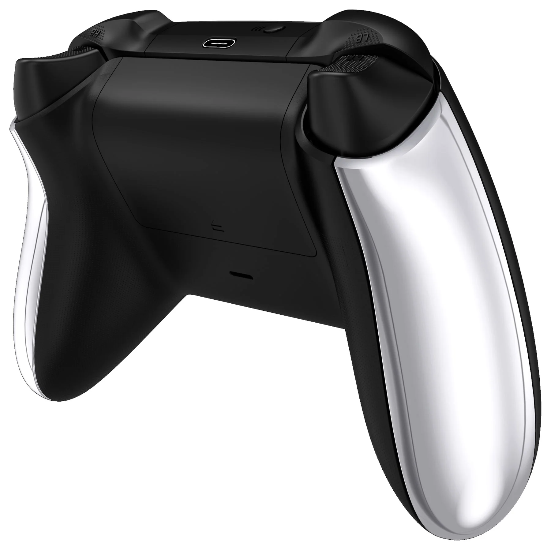 eXtremeRate Replacement Non-Slip Side Rails Grip Back Panels for Xbox Series X & S Controller - Chrome Silver