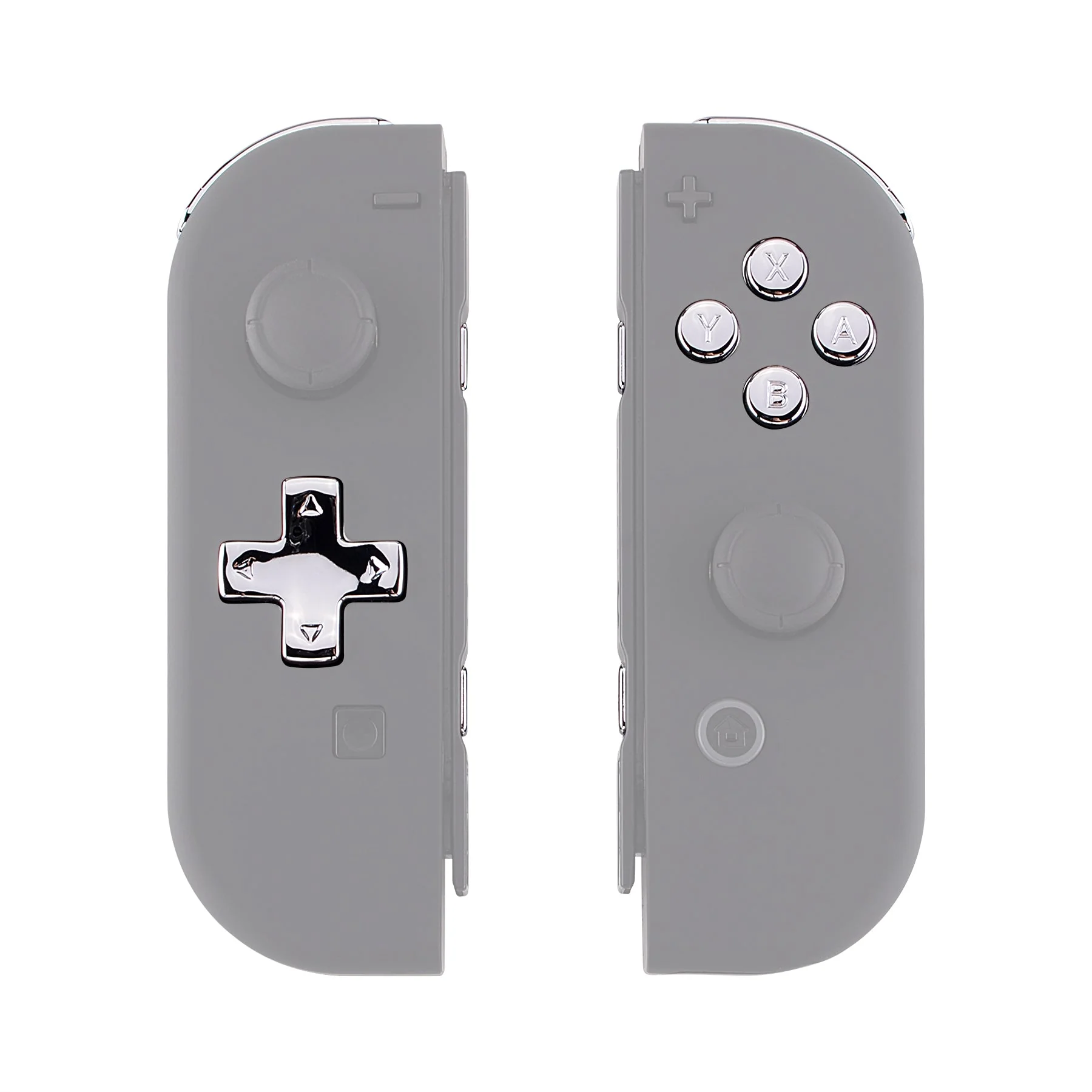 eXtremeRate Dpad Version Replacement Full Set Buttons for Joycon of Switch (D-pad ONLY Fits for eXtremeRate D-pad Shell for Joycon) - Chrome Silver