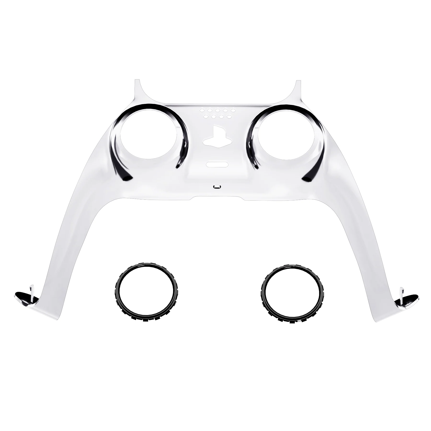 eXtremeRate Replacement Decorative Trim Shell with Accent Rings Compatible with PS5 Controller BDM-010/020/030/040/050 - Chrome Silver Glossy