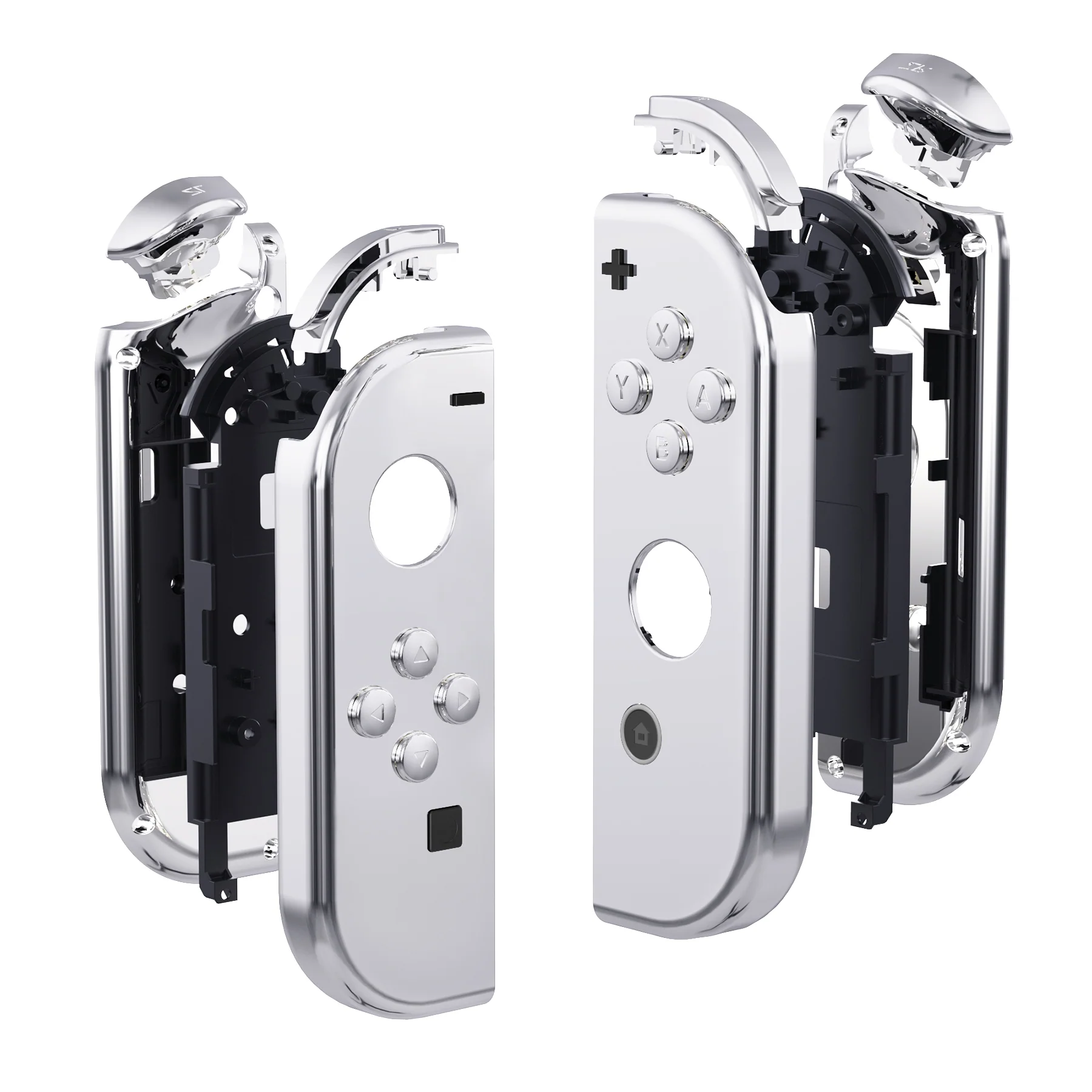 eXtremeRate Replacement Full Set Shell Case with Buttons for Joycon of NS Switch - Chrome Silver - Image 10