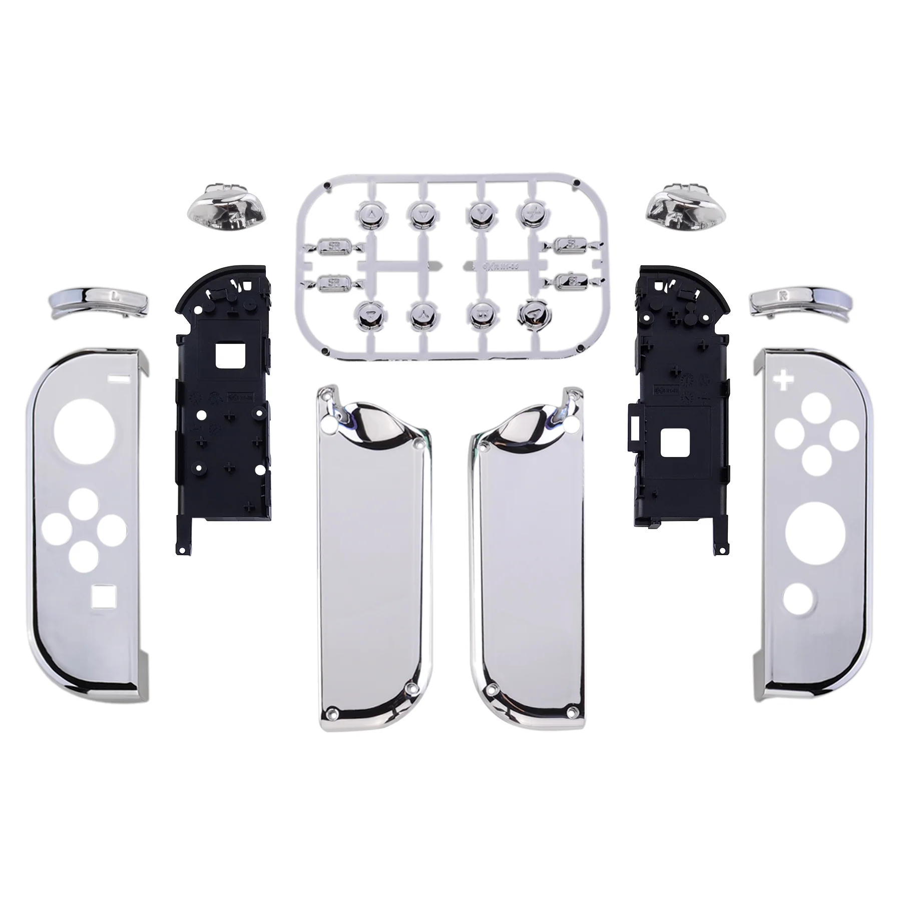 eXtremeRate Replacement Full Set Shell Case with Buttons for Joycon of NS Switch - Chrome Silver - Image 2