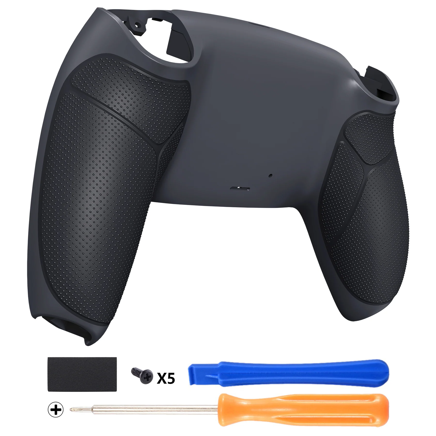 eXtremeRate Performance Grip Replacement Back Housing Bottom Shell Compatible with PS5 Controller BDM-010/020/030/040/050 - Rubberized Classic Gray & Dark Gray