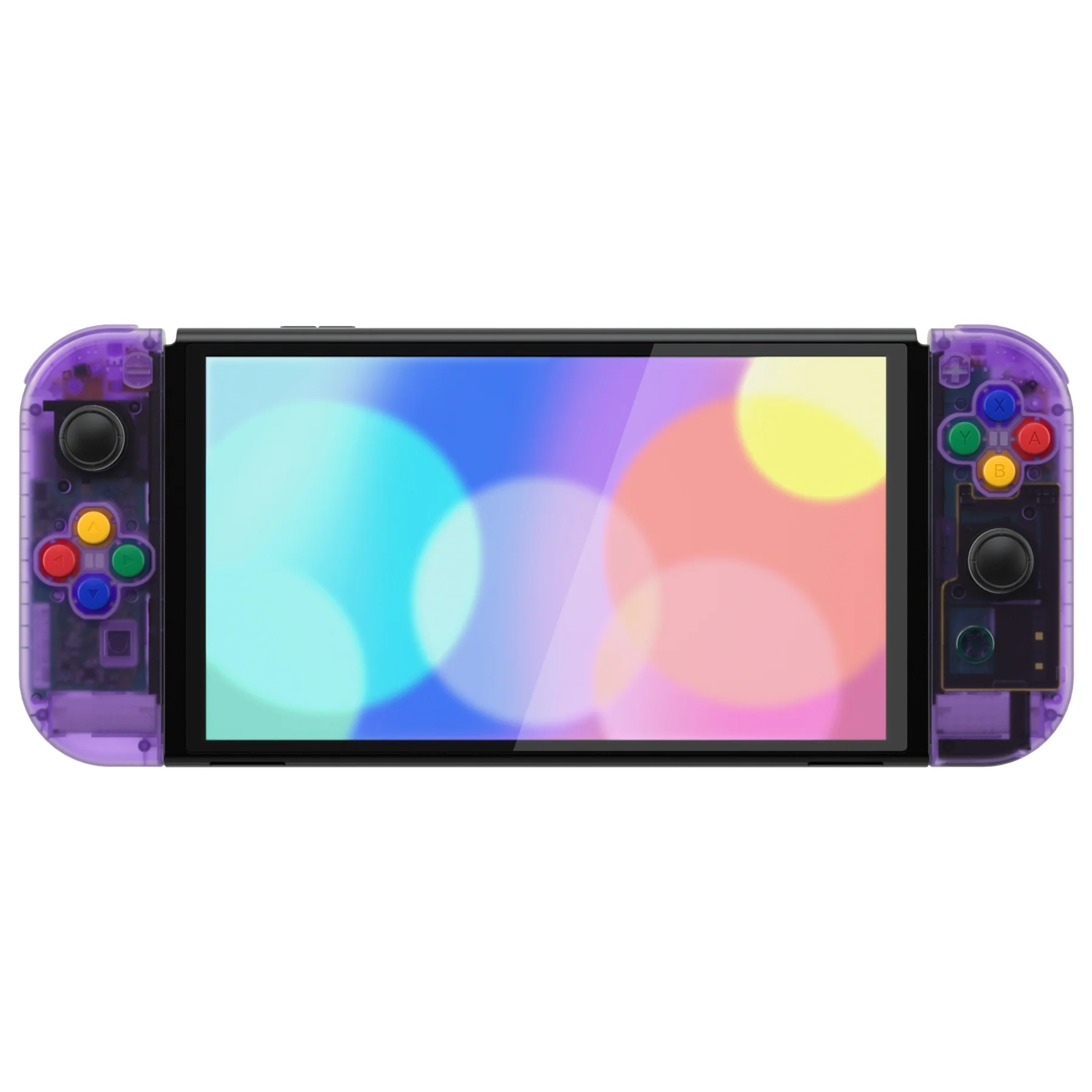 eXtremeRate Custom Replacement Full Set Shell with Buttons for Nintendo Switch OLED - Clear Atomic Purple - Image 5