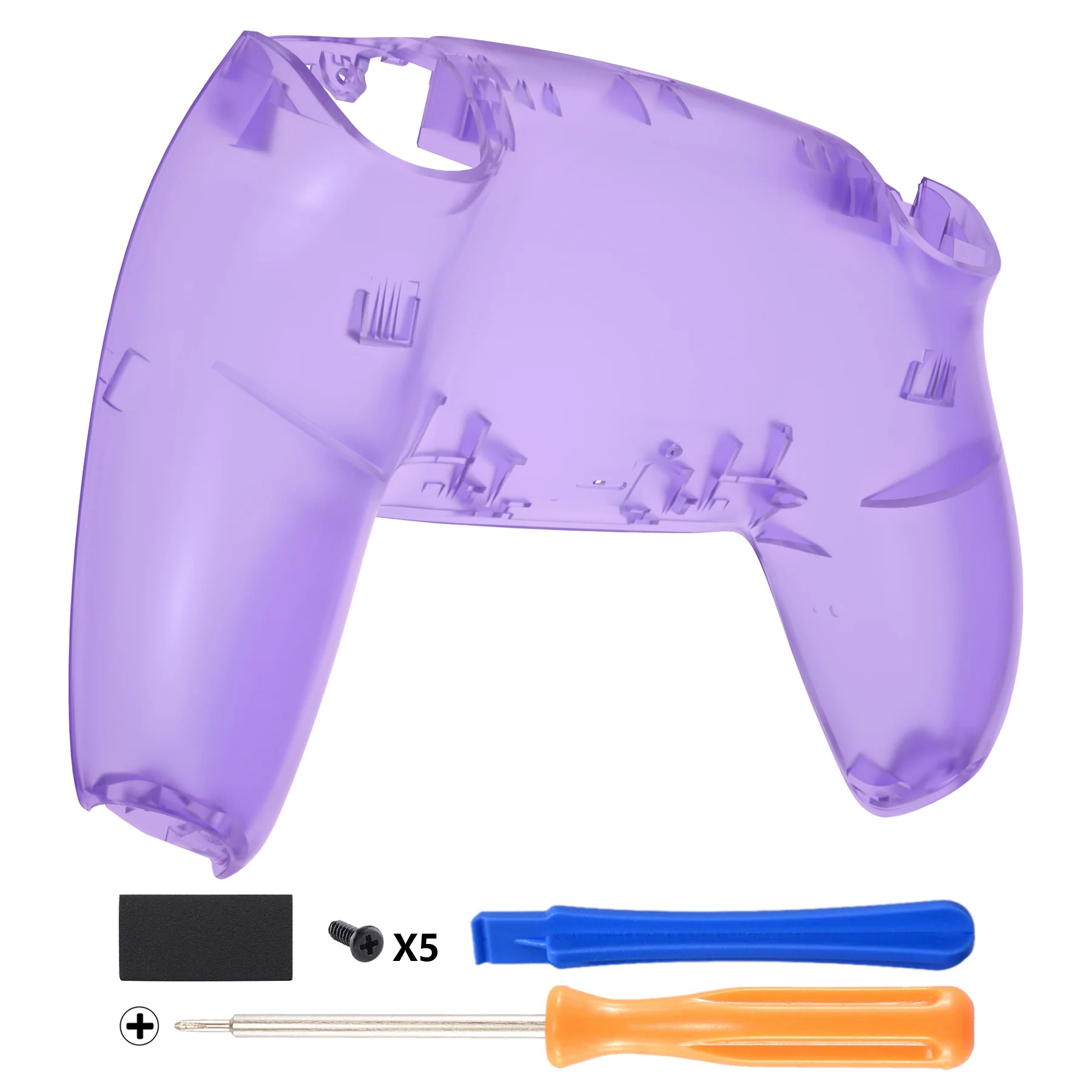 eXtremeRate Replacement Back Housing Bottom Shell Compatible with PS5 Controller BDM-010/020/030/040/050 - Clear Atomic Purple