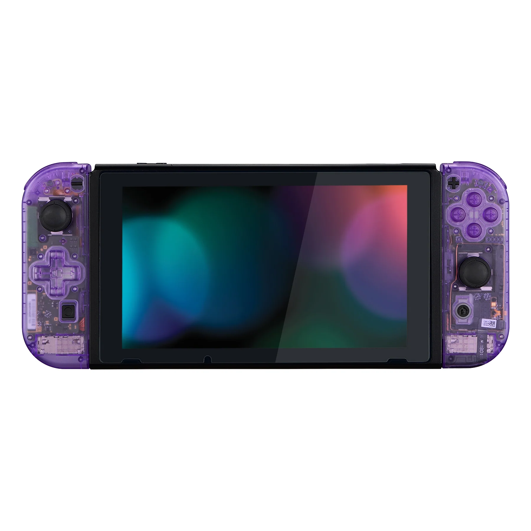 eXtremeRate Dpad Version Replacement Full Set Shell Case with Buttons for Joycon of NS Switch - Clear Atomic Purple - Image 4