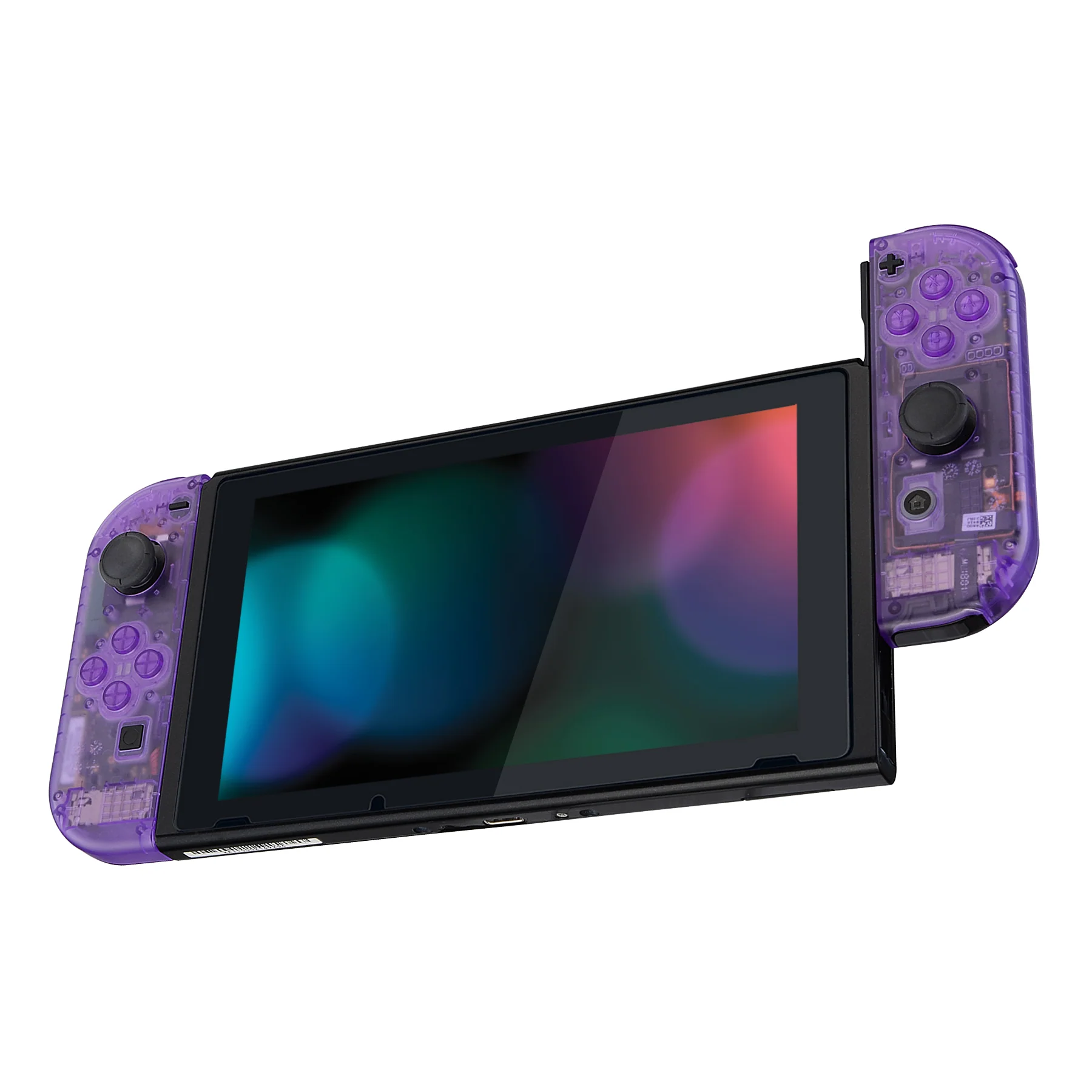 eXtremeRate Replacement Full Set Shell Case with Buttons for Joycon of NS Switch - Clear Atomic Purple - Image 5