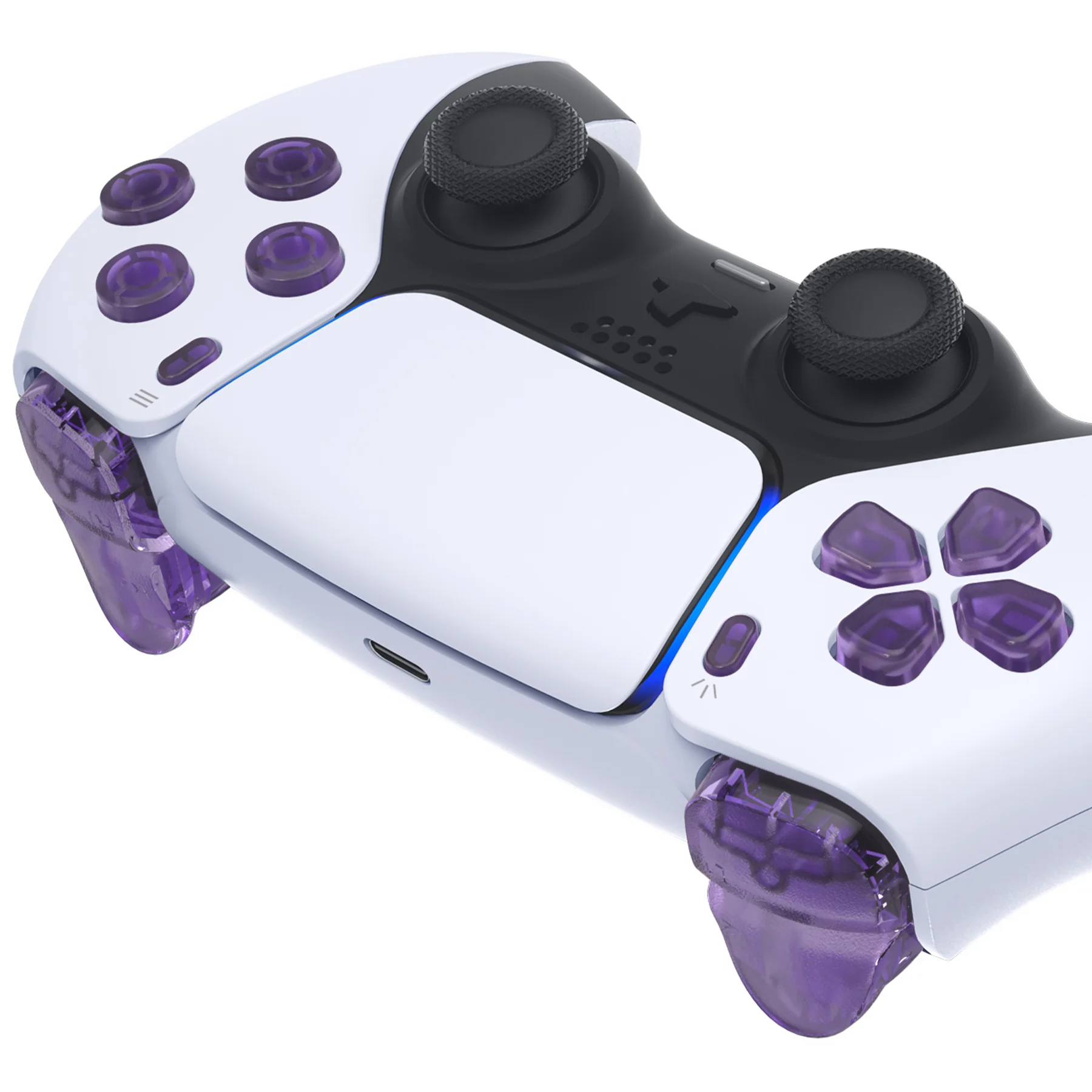 eXtremeRate Replacement Full Set Buttons Compatible with PS5 Controller BDM-030/040/050/060 - Clear Atomic Purple - Image 7