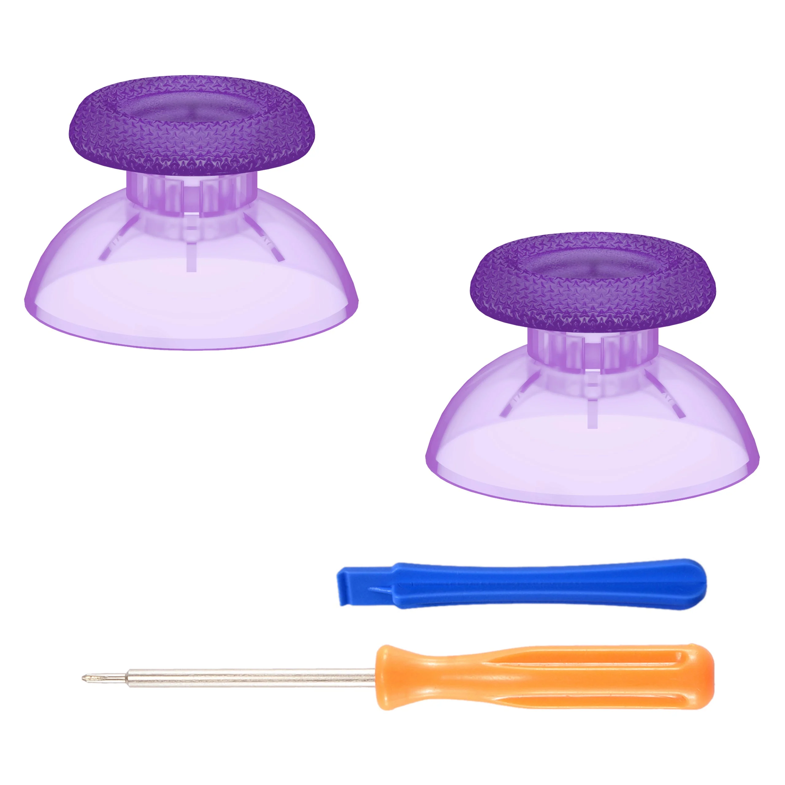 eXtremeRate Replacement Thumbsticks Analog Stick Joystick Compatible with PS5 & PS4 All Model Controller - Clear Atomic Purple