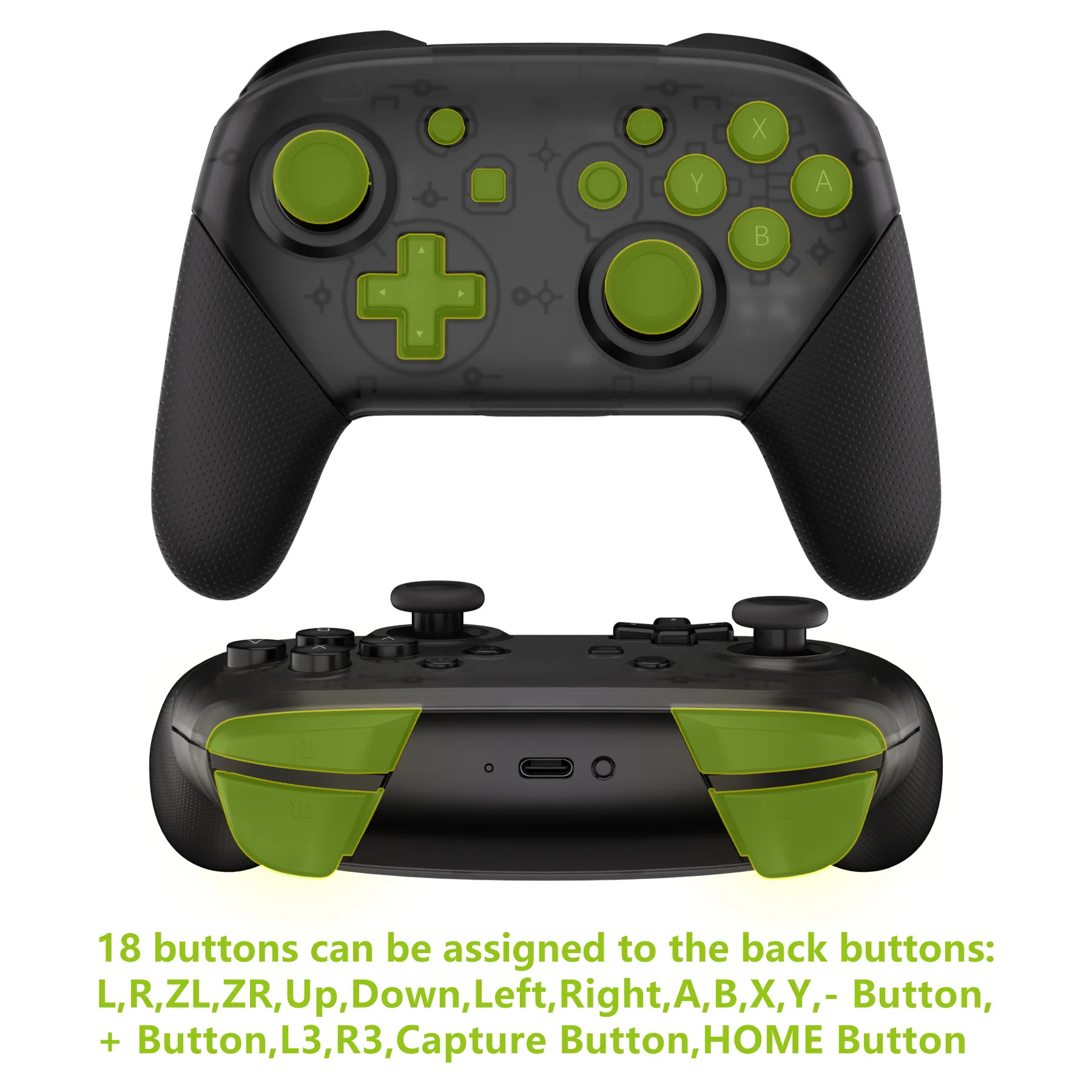 eXtremeRate Remappable RISE4 Remap Kit for Nintendo Switch Pro Controller - Clear Black - Image 4