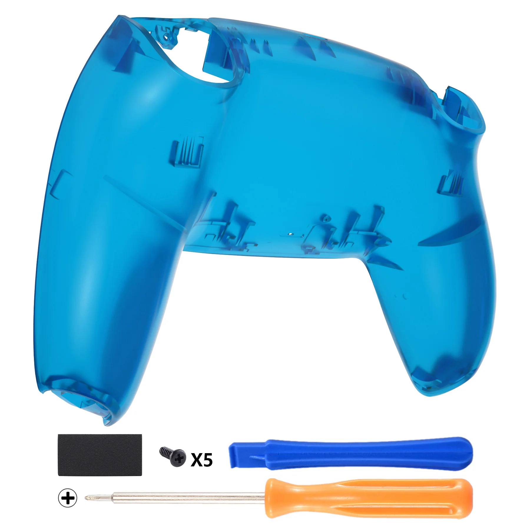 eXtremeRate Replacement Back Housing Bottom Shell Compatible with PS5 Controller BDM-010/020/030/040/050 - Clear Blue