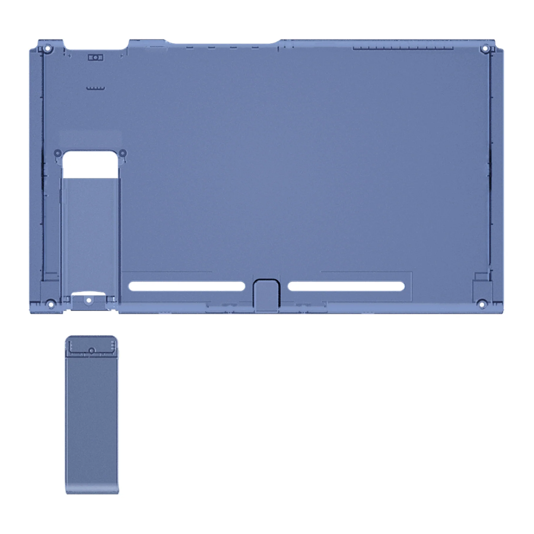 eXtremeRate Replacement Back Plate with Kickstand for Nintendo Switch Console - Clear Deep Ocean Blue