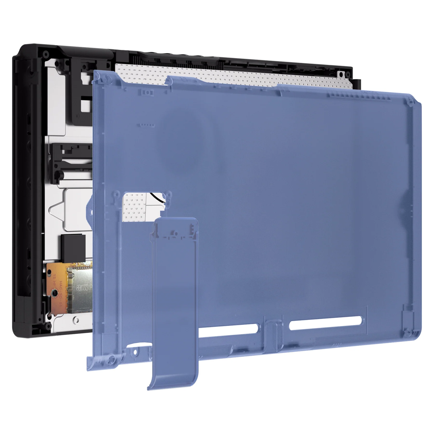 eXtremeRate Replacement Back Plate with Kickstand for Nintendo Switch Console - Clear Deep Ocean Blue - Image 6