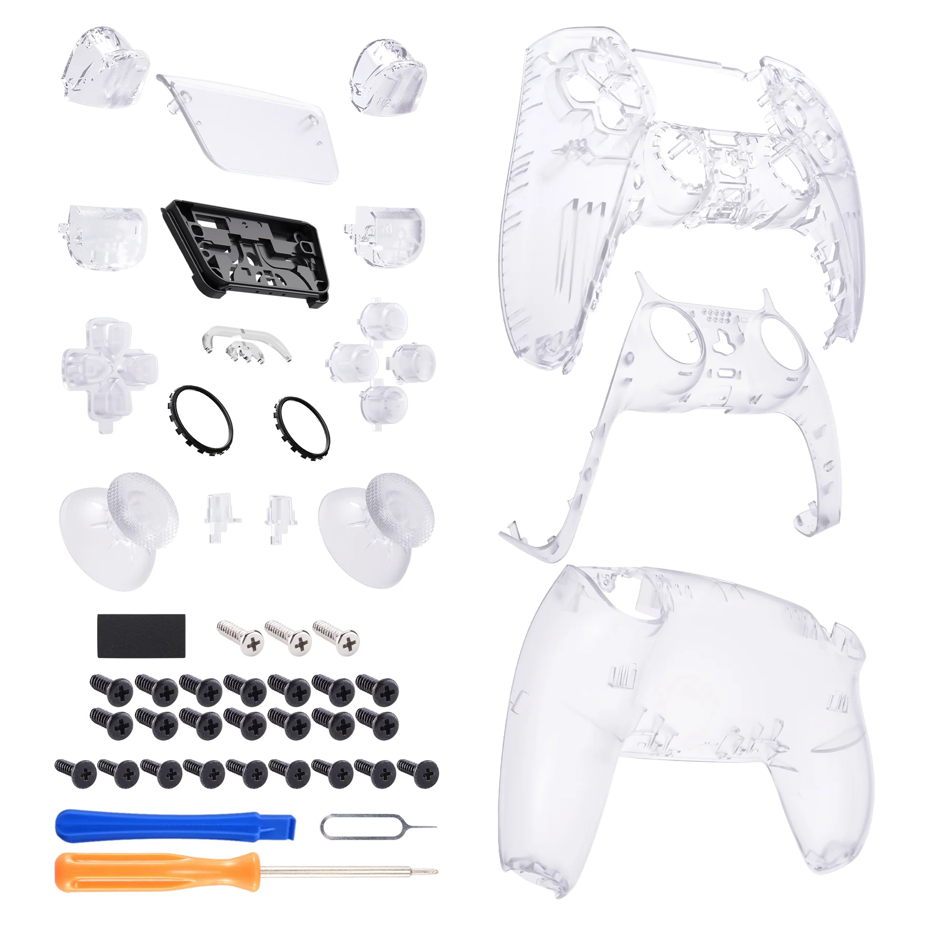 eXtremeRate Replacement Full Set Shells with Buttons Compatible with PS5 Controller BDM-030/040/050 - Clear - Image 8