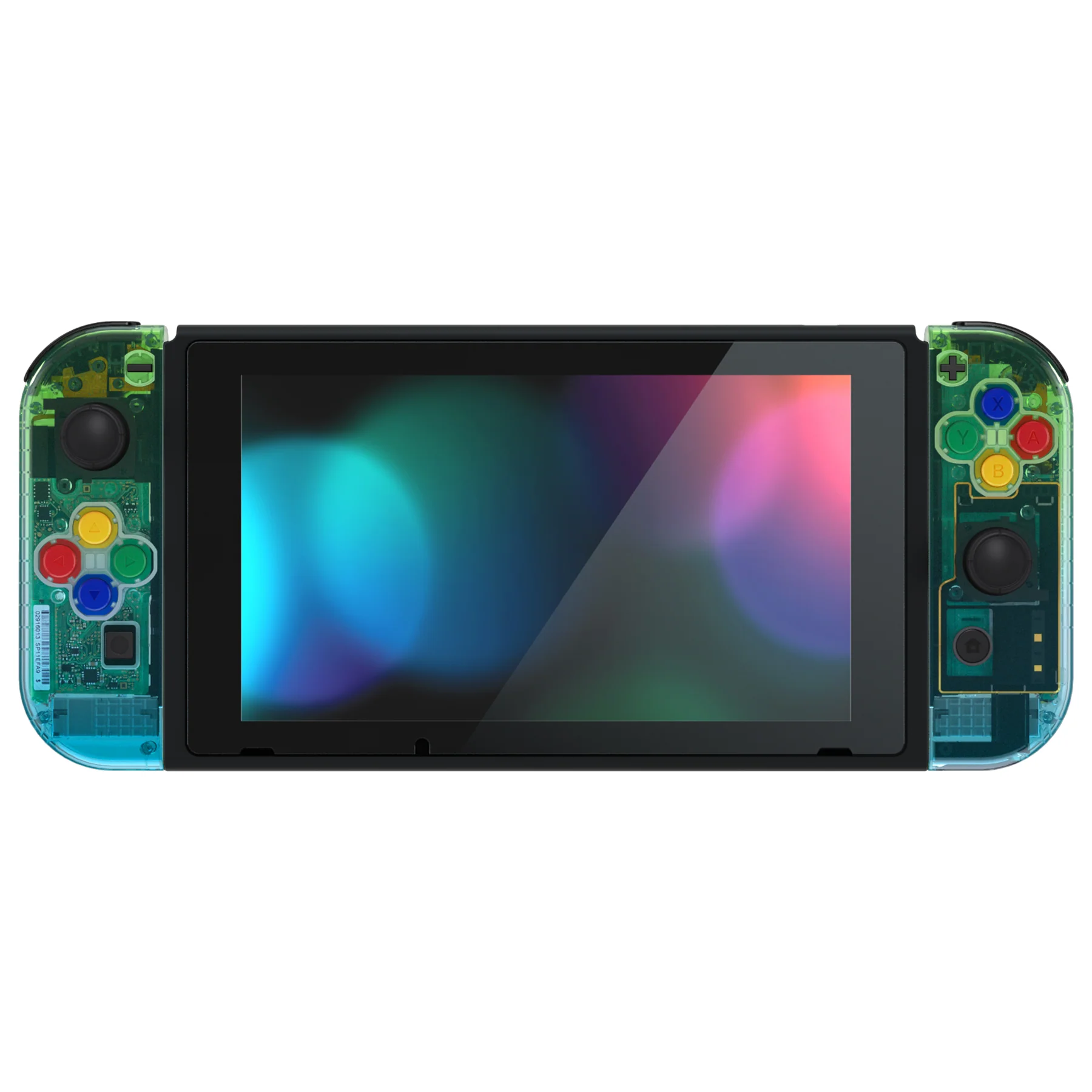 eXtremeRate Replacement Full Set Shells with Buttons for Nintendo Switch - Clear Gradient Translucent Green Blue - Image 3