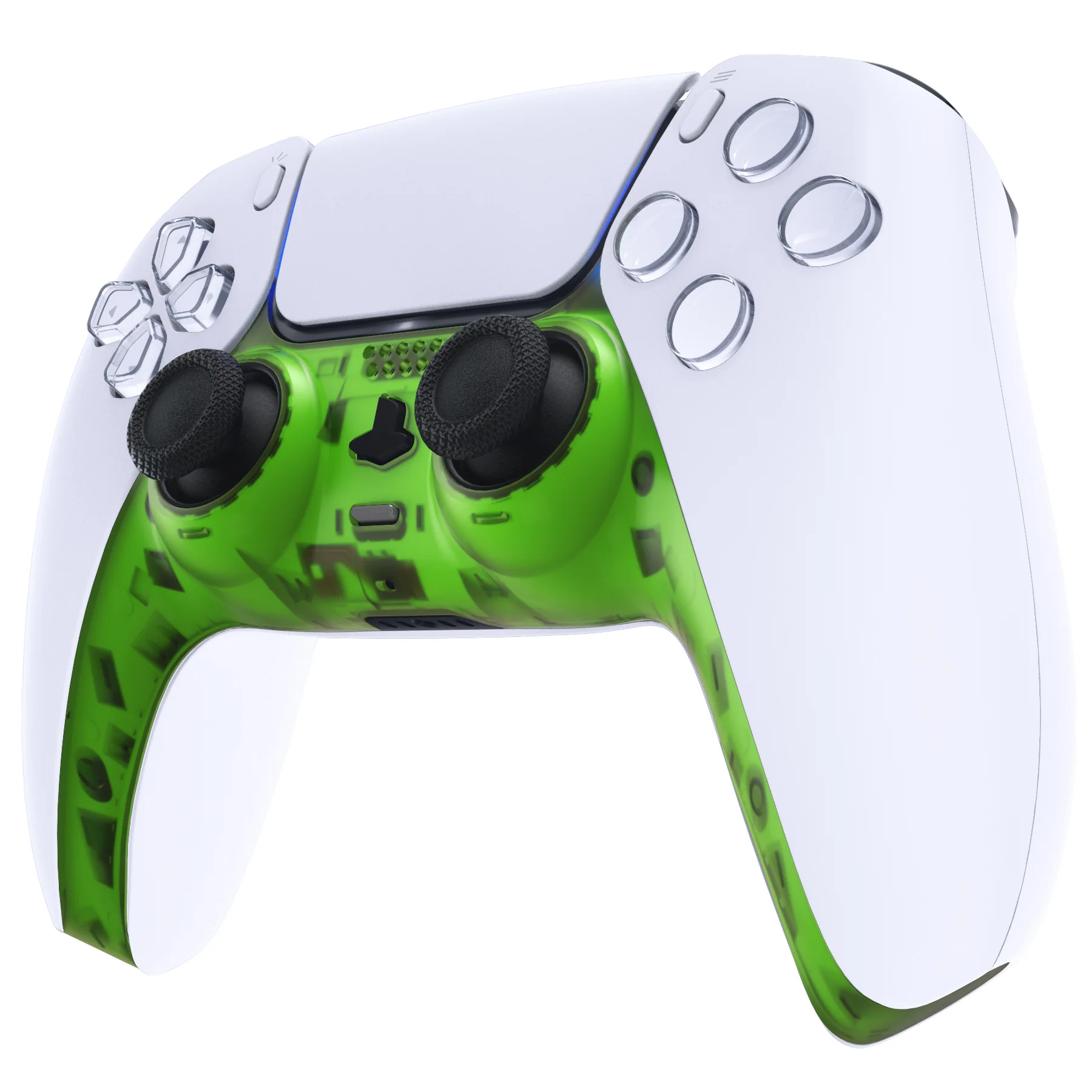 eXtremeRate Replacement Decorative Trim Shell with Accent Rings Compatible with PS5 Controller BDM-010/020/030/040/050 - Clear Green - Image 4
