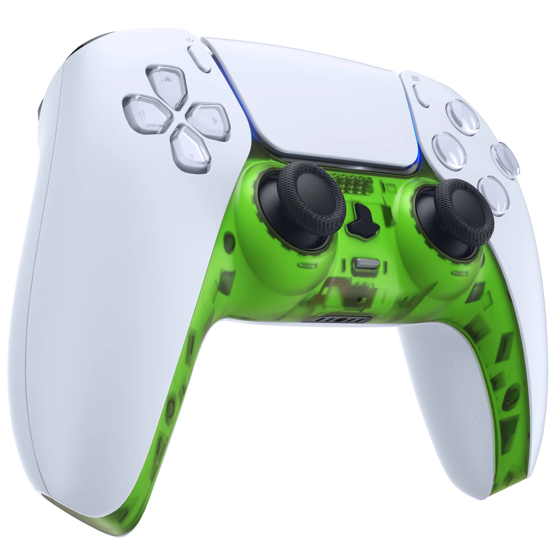 eXtremeRate Replacement Decorative Trim Shell with Accent Rings Compatible with PS5 Controller BDM-010/020/030/040/050 - Clear Green - Image 5