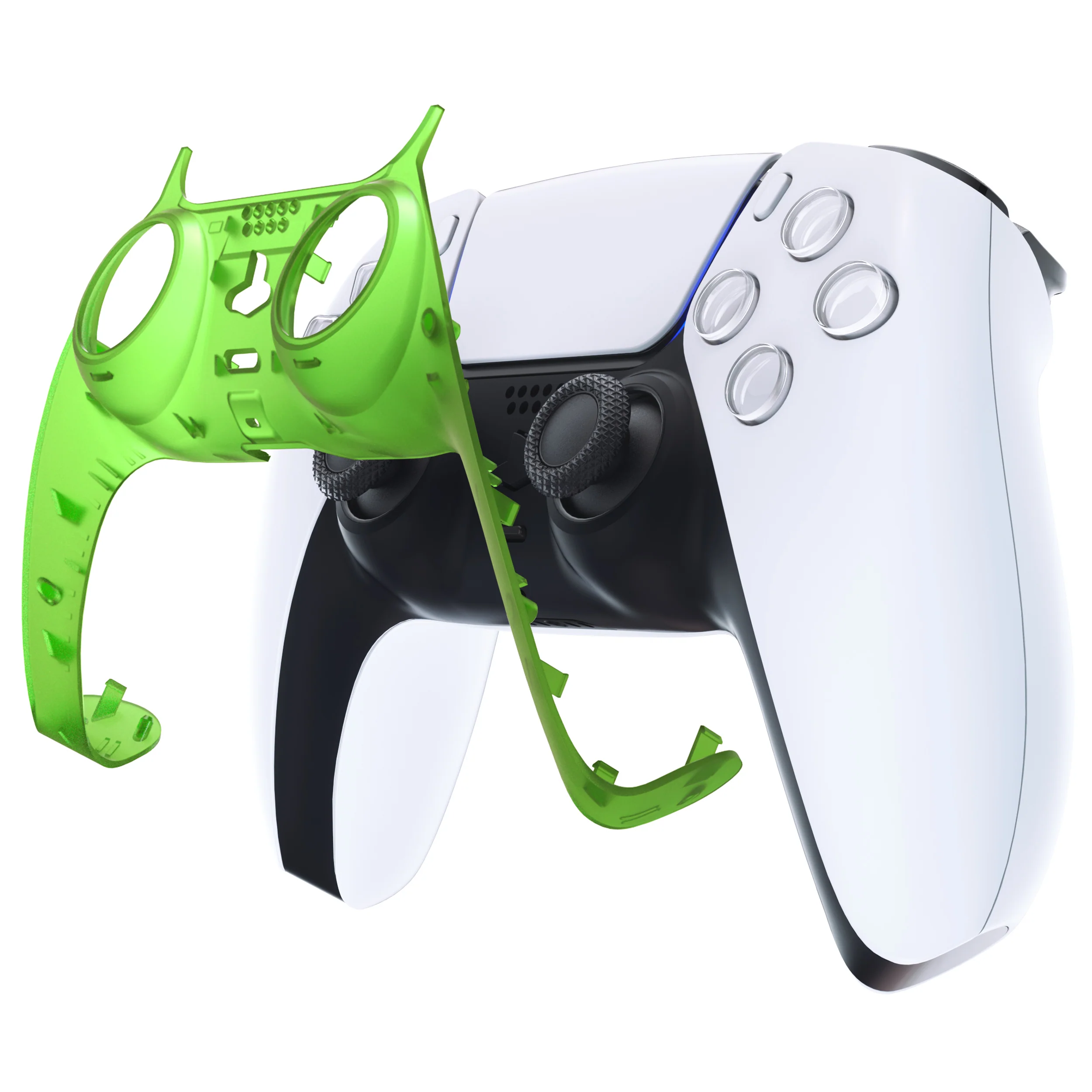 eXtremeRate Replacement Decorative Trim Shell with Accent Rings Compatible with PS5 Controller BDM-010/020/030/040/050 - Clear Green - Image 7