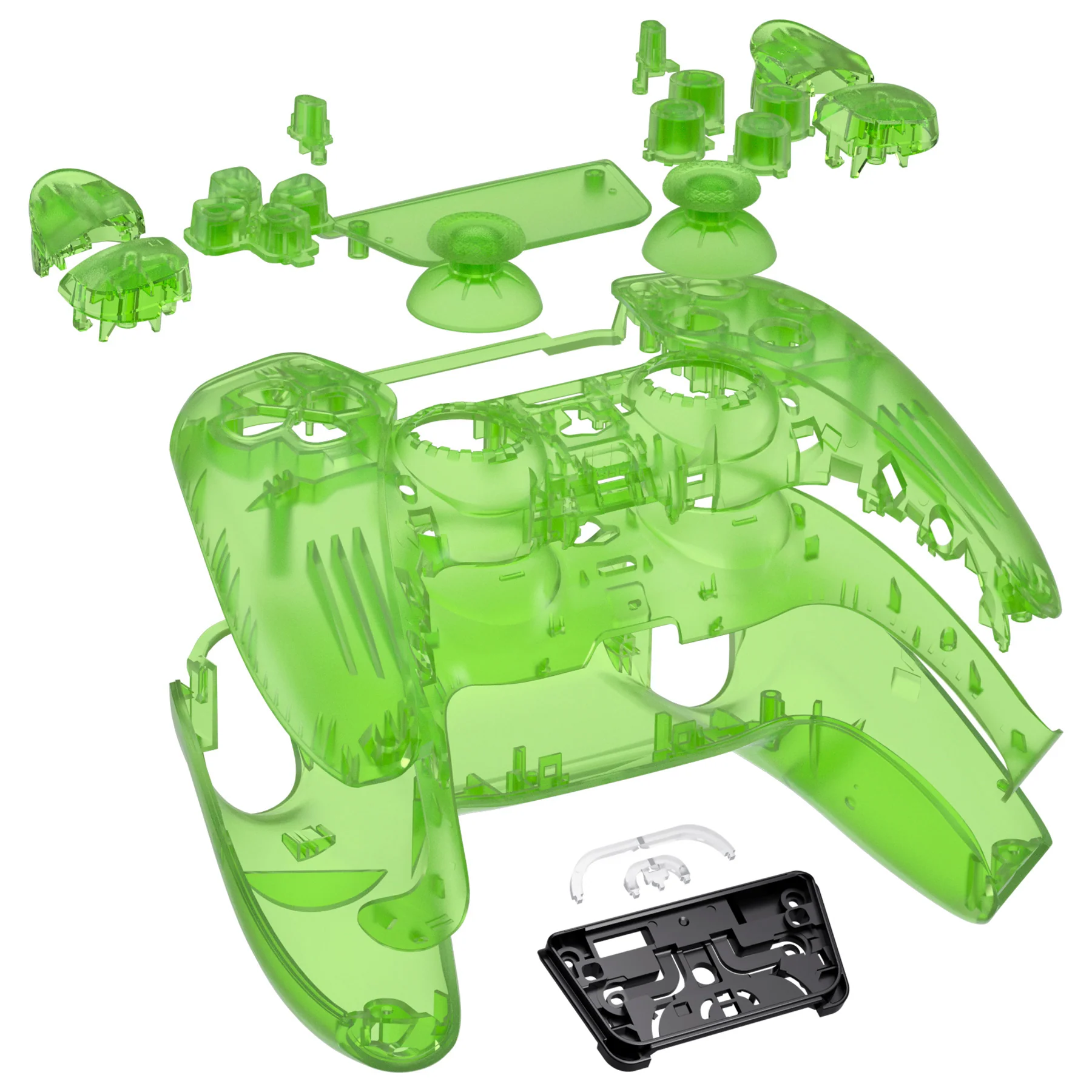eXtremeRate Replacement Full Set Shells with Buttons Compatible with PS5 Controller BDM-030/040/050 - Clear Green - Image 7
