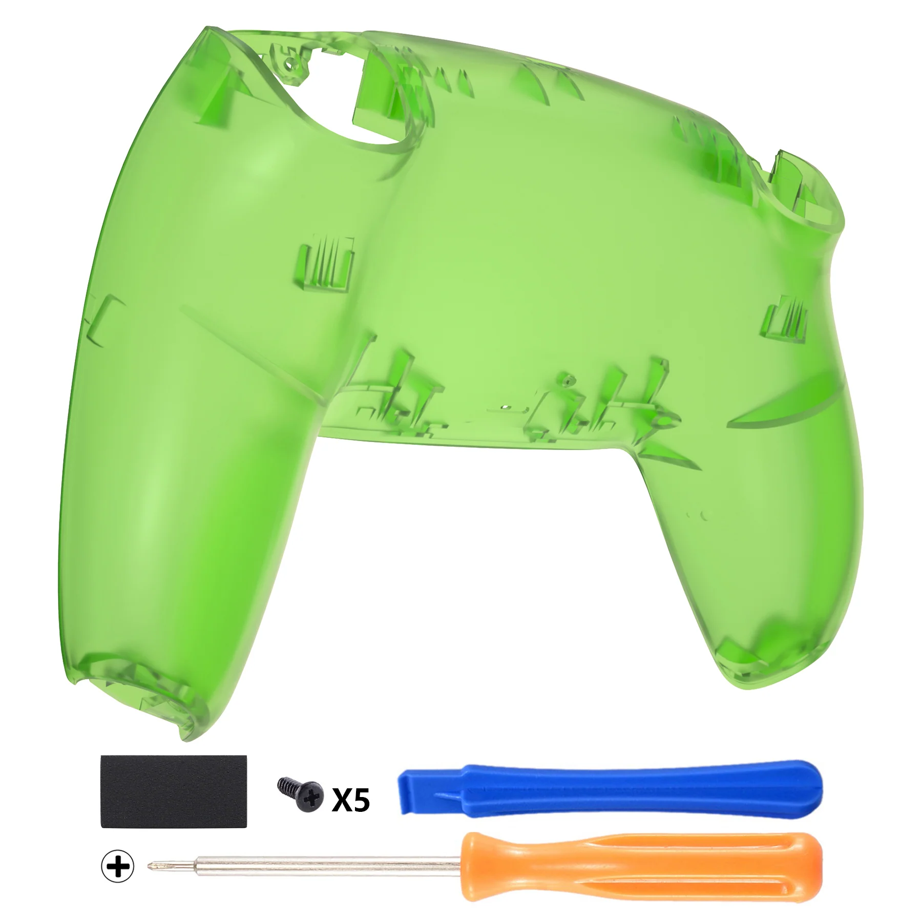 eXtremeRate Replacement Back Housing Bottom Shell Compatible with PS5 Controller BDM-010/020/030/040/050 - Clear Green
