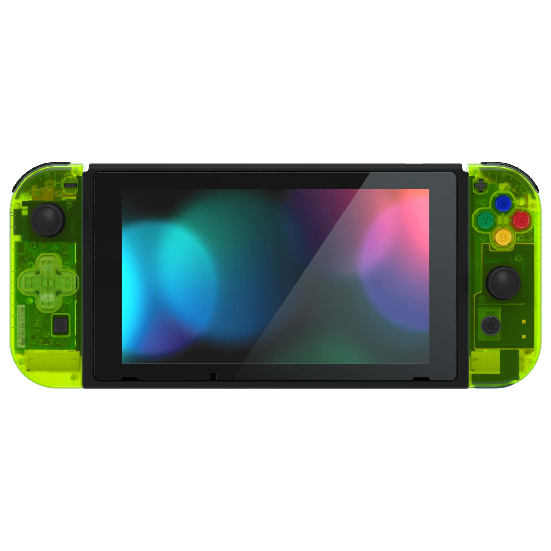 eXtremeRate Dpad Version Replacement Full Set Shell Case with Buttons for Joycon of NS Switch - Clear Lime Green - Image 5