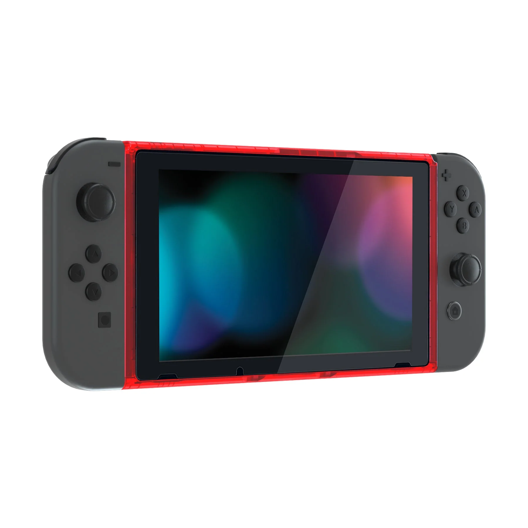 eXtremeRate DIY Replacement Housing Shell Front Frame with Volume Up Down Power Buttons for NS Switch Console - Clear Red - Image 4