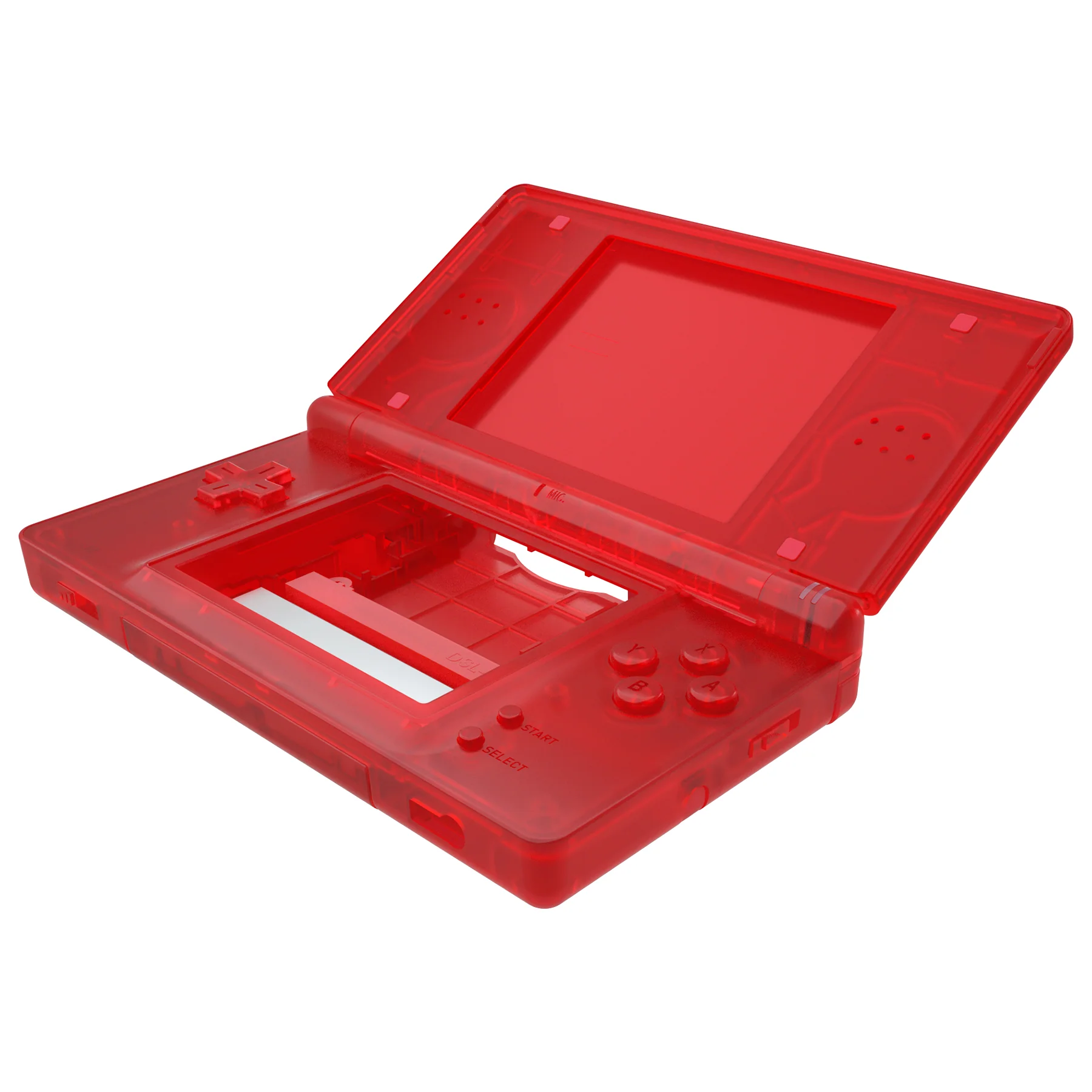 eXtremeRate Replacement Full Housing Shell & Buttons with Screen Lens for Nintendo DS Lite NDSL - Clear Red