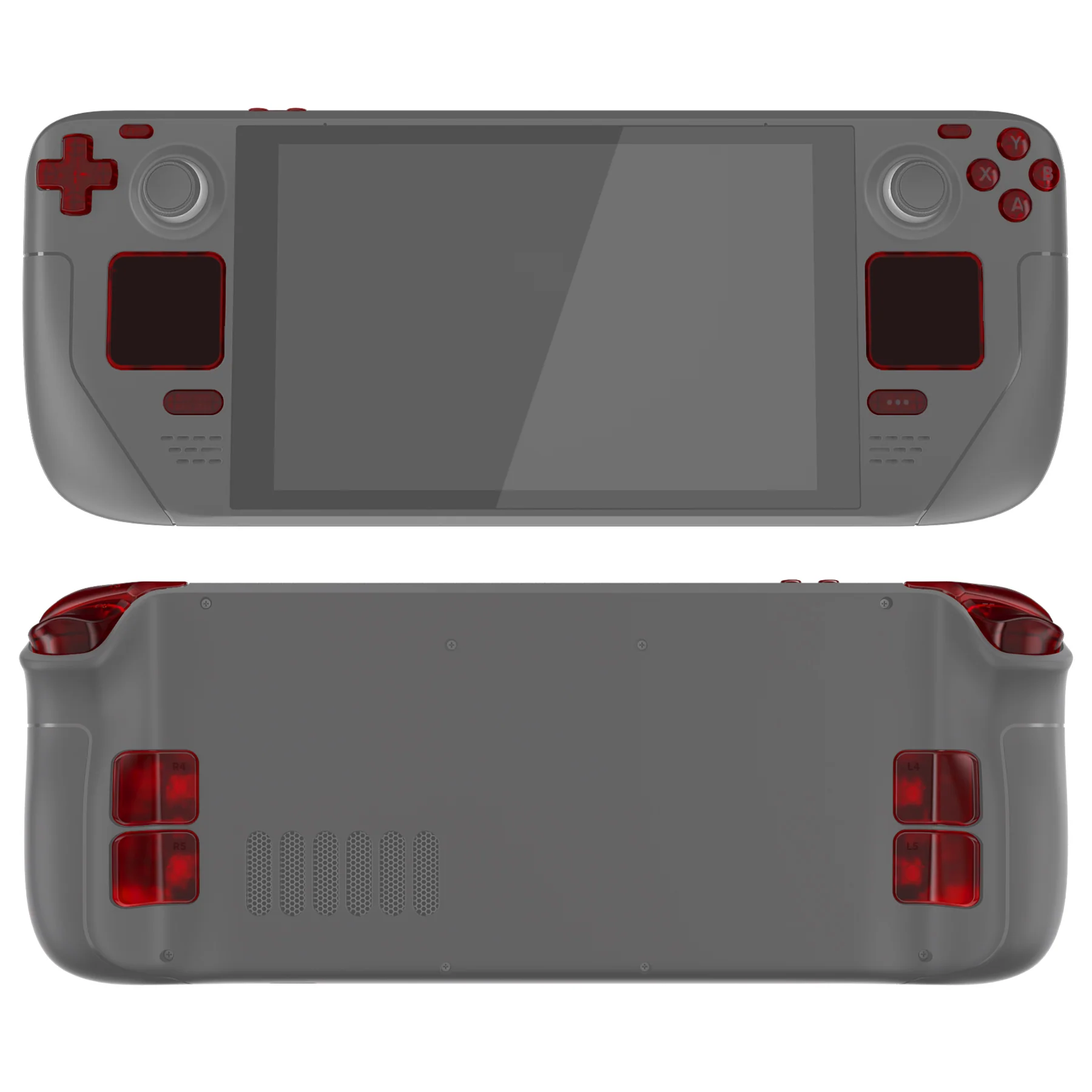 eXtremeRate Replacement Full Set Buttons for Steam Deck LCD - Clear Red