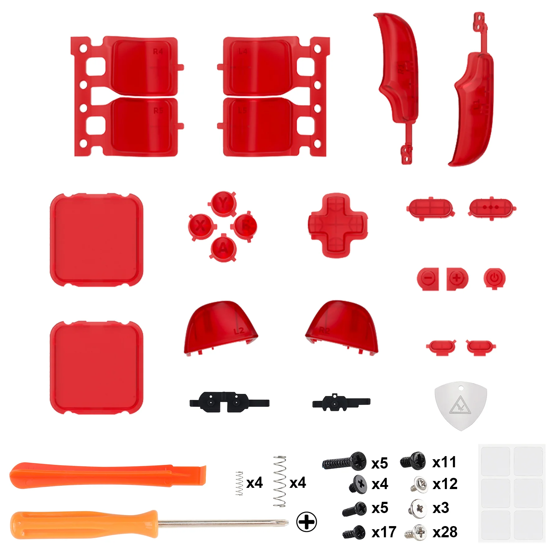 eXtremeRate Replacement Full Set Buttons for Steam Deck LCD - Clear Red - Image 2